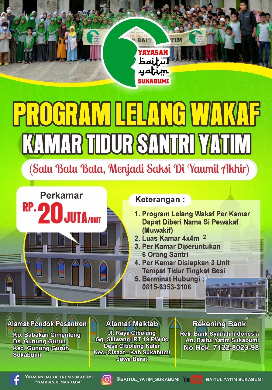 Program Lelang Wakaf Kamar Tidur Santri Yatim
